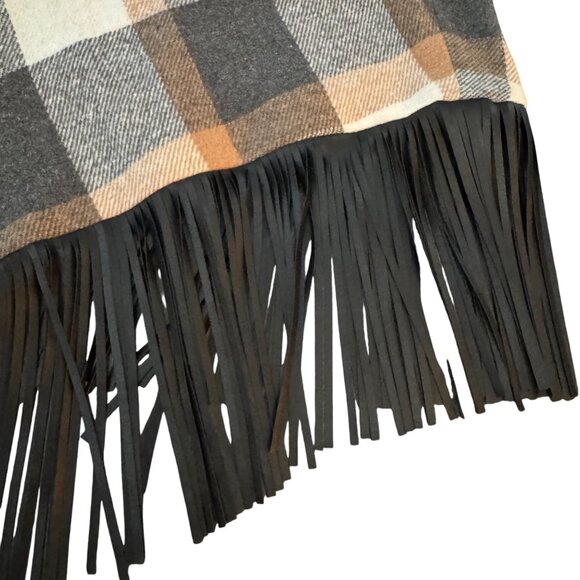 Autumn Adeigbo Women's Plaid Skirt With Fringe Hem & Side Buckles, Size 16 - Picture 4 of 8